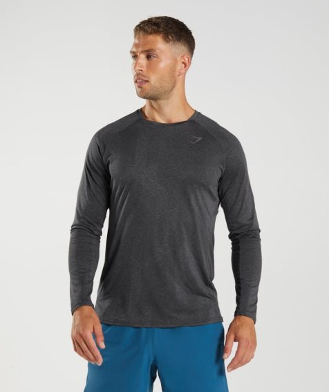 Koszulki Gymshark Apex Long Sleeve Męskie Czarne | PL 362UOE